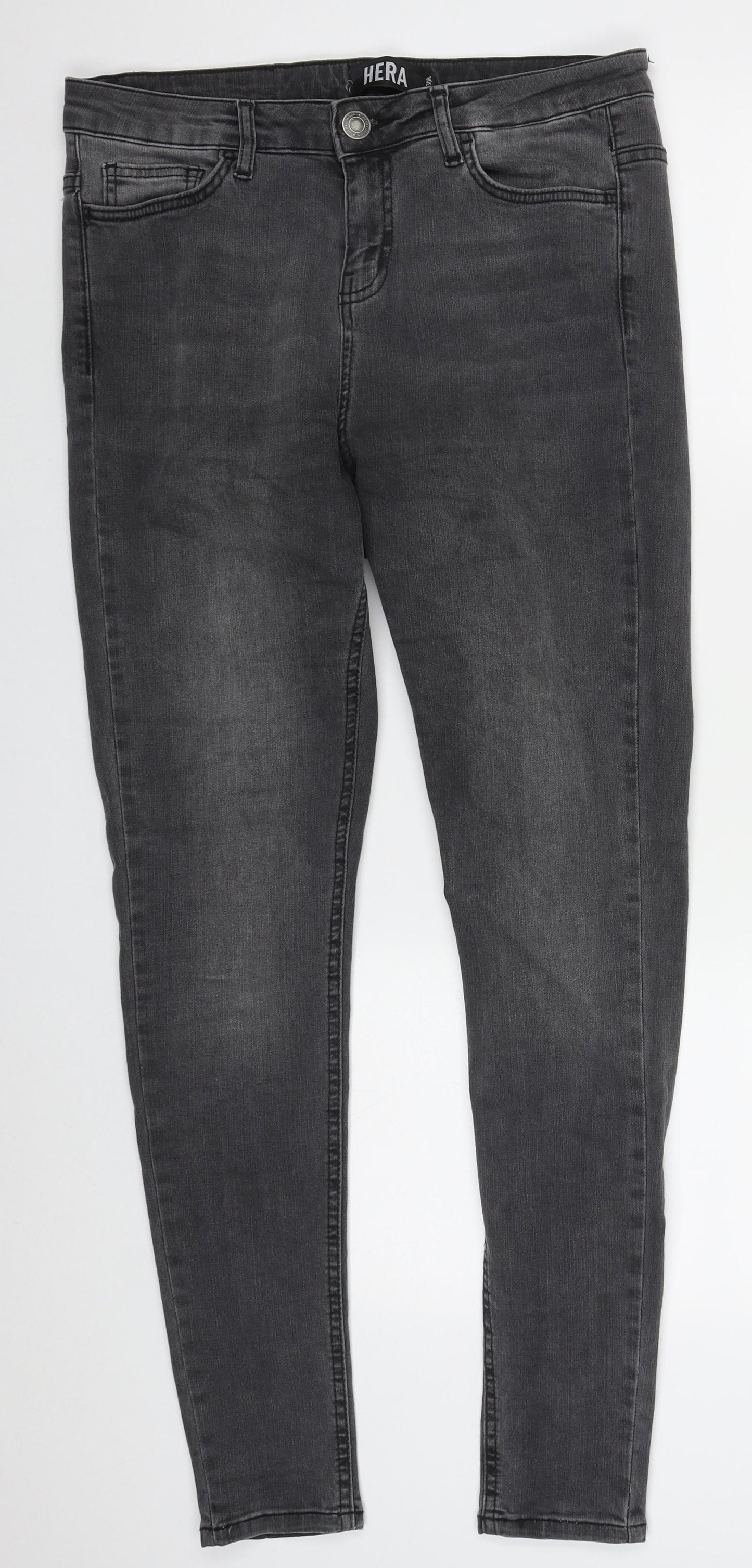 Hera Mens Grey  Cotton Skinny Jeans Size 30 L30 in Regular Button