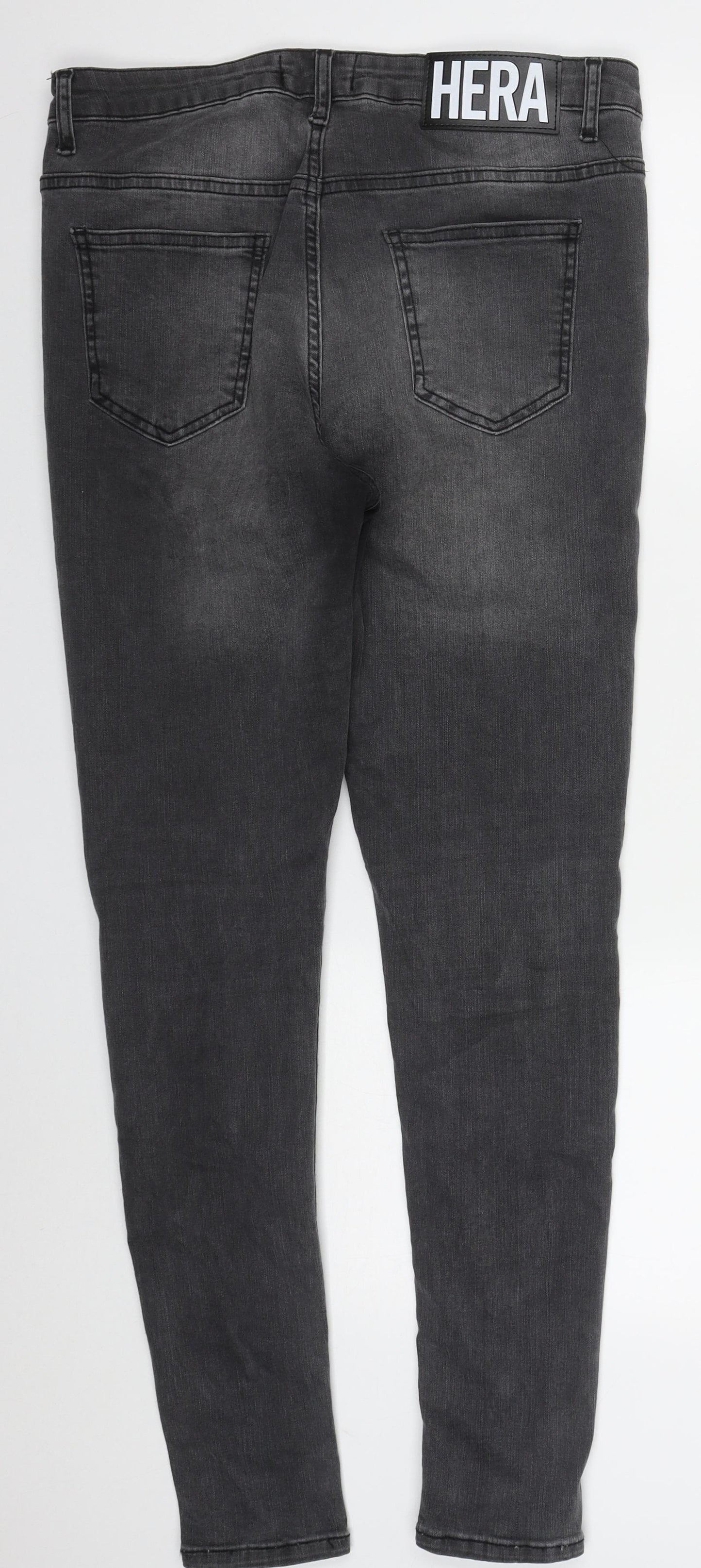 Hera Mens Grey  Cotton Skinny Jeans Size 30 L30 in Regular Button