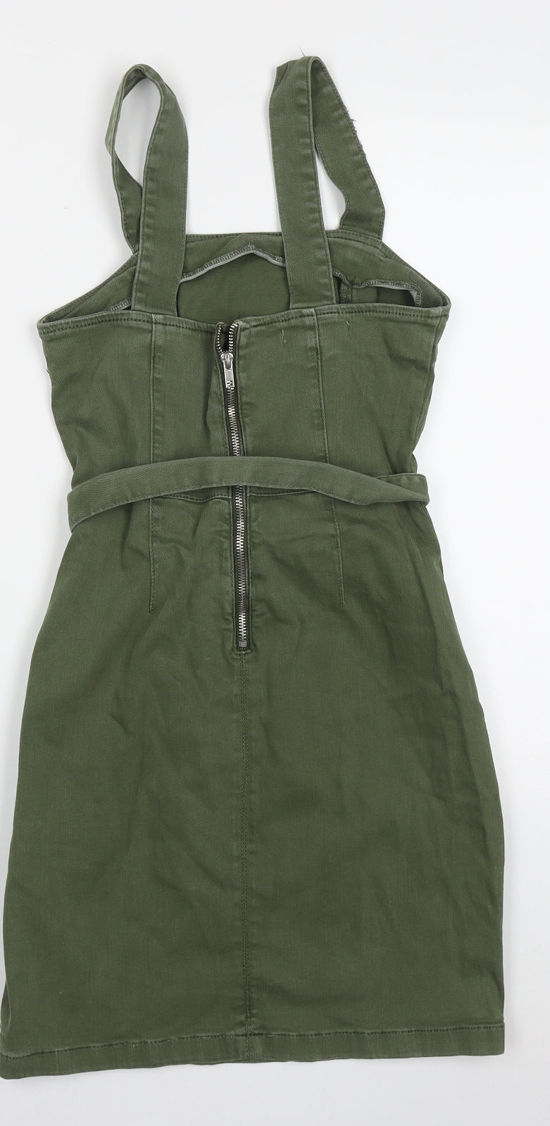Primark Womens Green  Cotton Mini  Size 10  Square Neck Zip