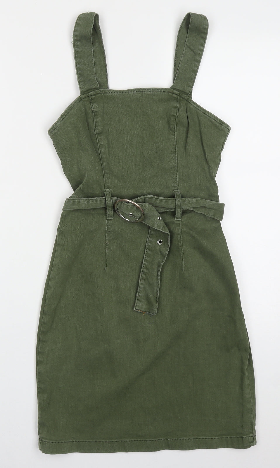 Primark Womens Green  Cotton Mini  Size 10  Square Neck Zip