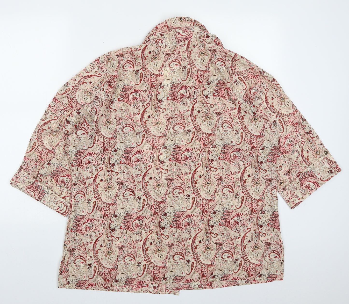 Marks and Spencer Womens Red Paisley Polyester Basic Button-Up Size 20 Collared