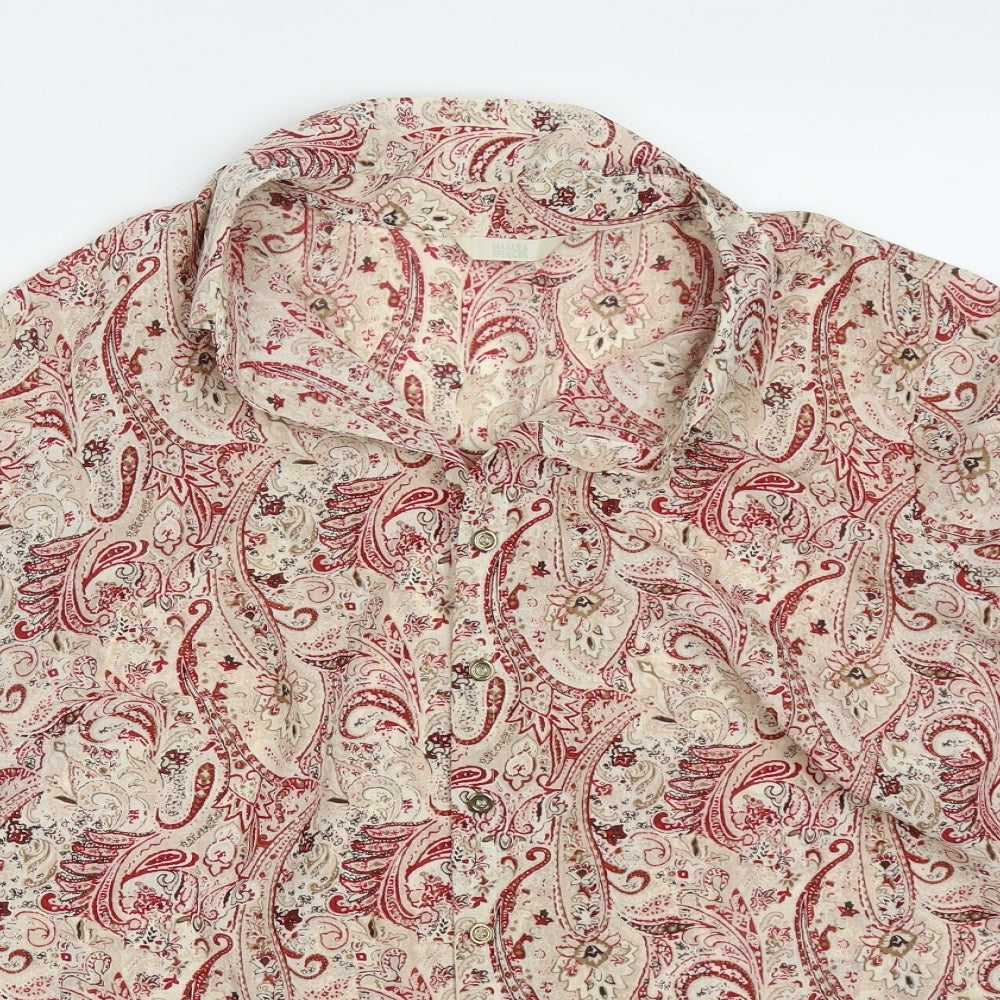 Marks and Spencer Womens Red Paisley Polyester Basic Button-Up Size 20 Collared