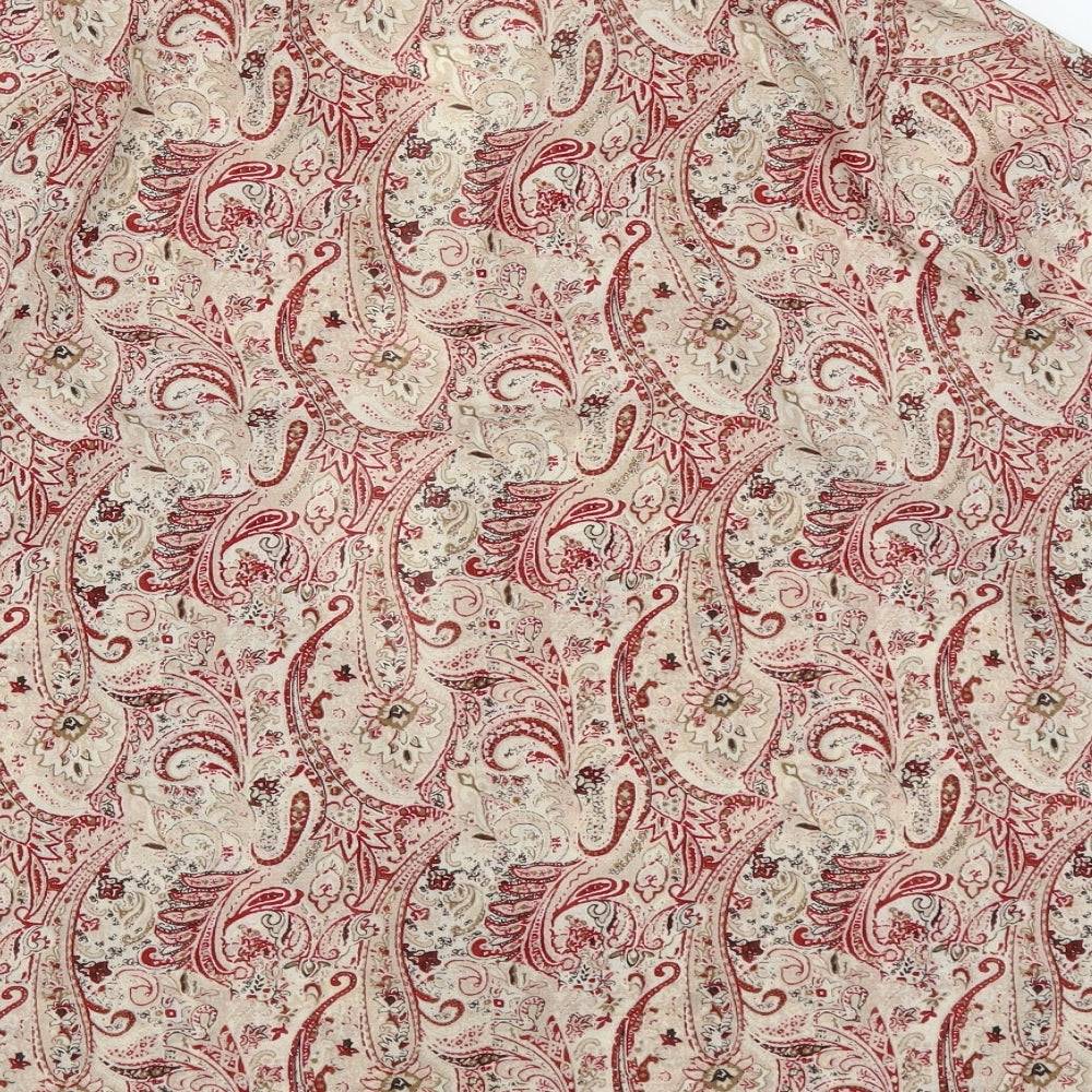 Marks and Spencer Womens Red Paisley Polyester Basic Button-Up Size 20 Collared