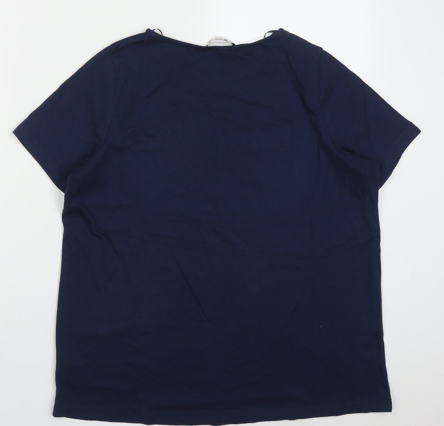 TU Womens Blue  Cotton Basic T-Shirt Size 10 Crew Neck - Long Time No Sea