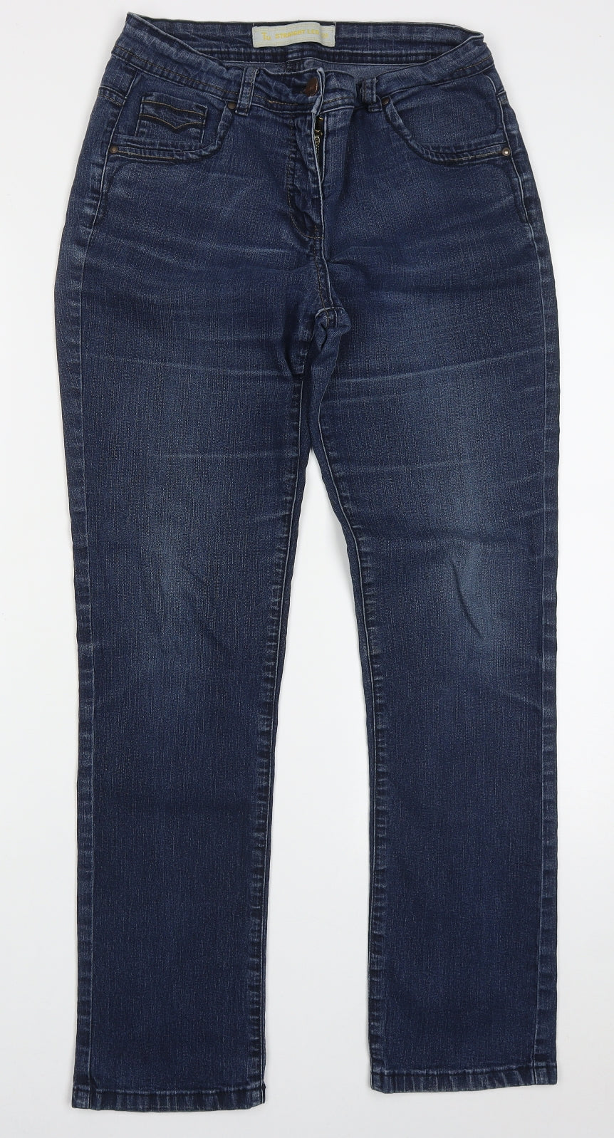 TU Womens Blue  Cotton Straight Jeans Size 12 L29 in Regular Button
