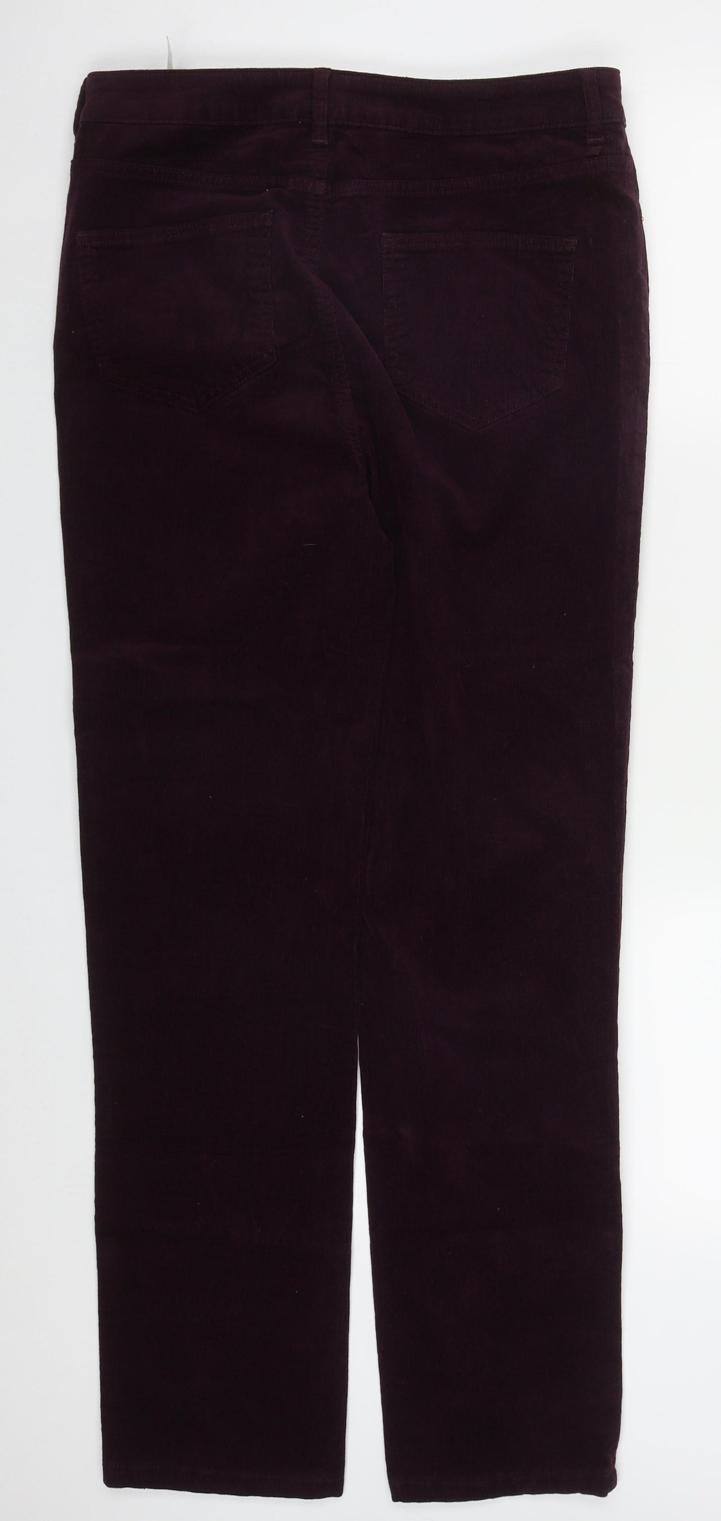 Marks and Spencer Womens Purple  Cotton Trousers  Size 14 L30 in Regular Button