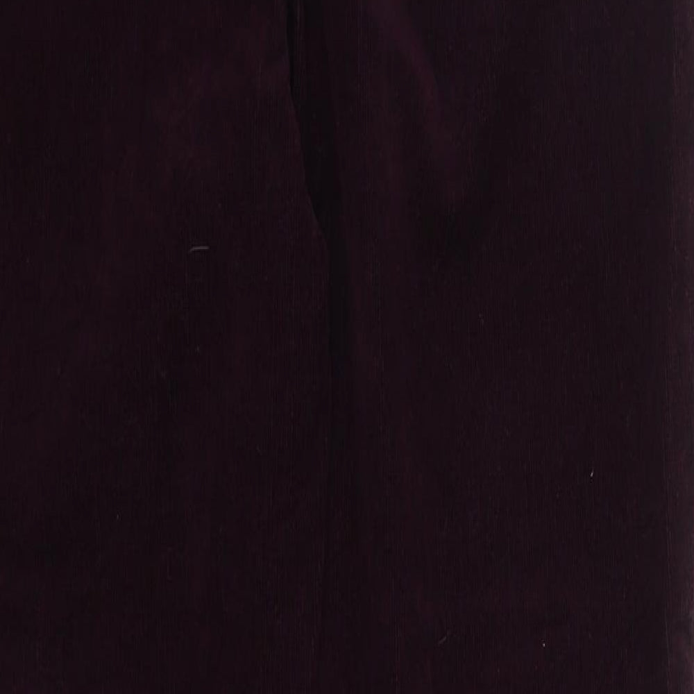 Marks and Spencer Womens Purple  Cotton Trousers  Size 14 L30 in Regular Button