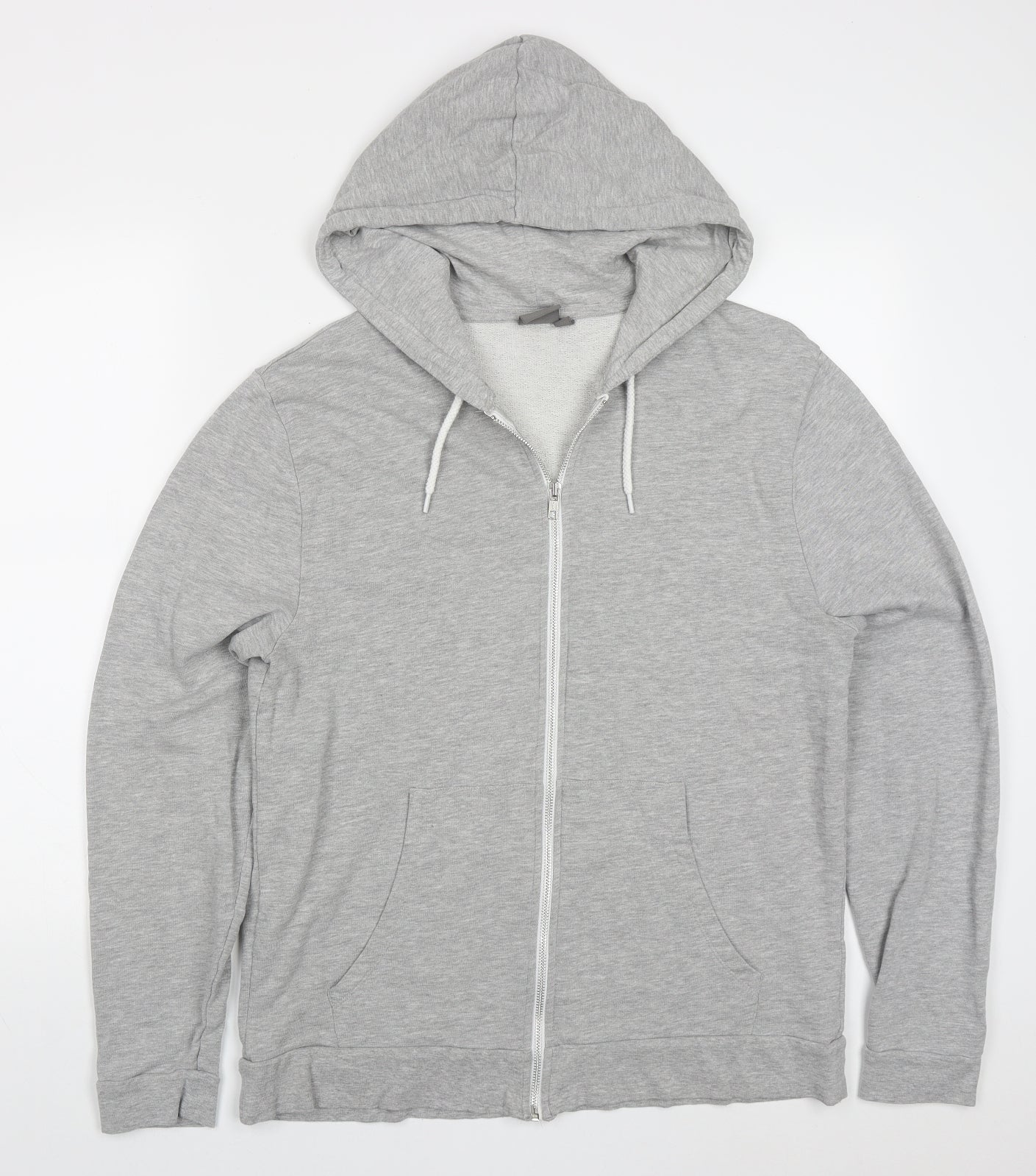 ASOS Mens Grey  Cotton Full Zip Hoodie Size L