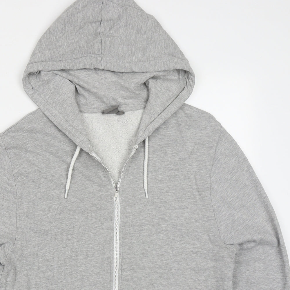 ASOS Mens Grey  Cotton Full Zip Hoodie Size L