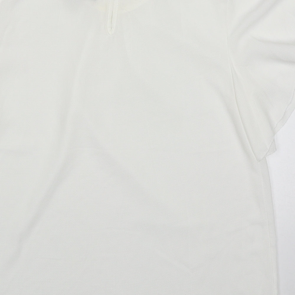 Boohoo Womens White  Polyester Basic Blouse Size 12 Round Neck