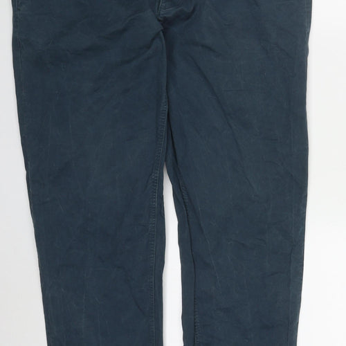 George Mens Blue  Cotton Chino Trousers Size 38 L32 in Regular Button