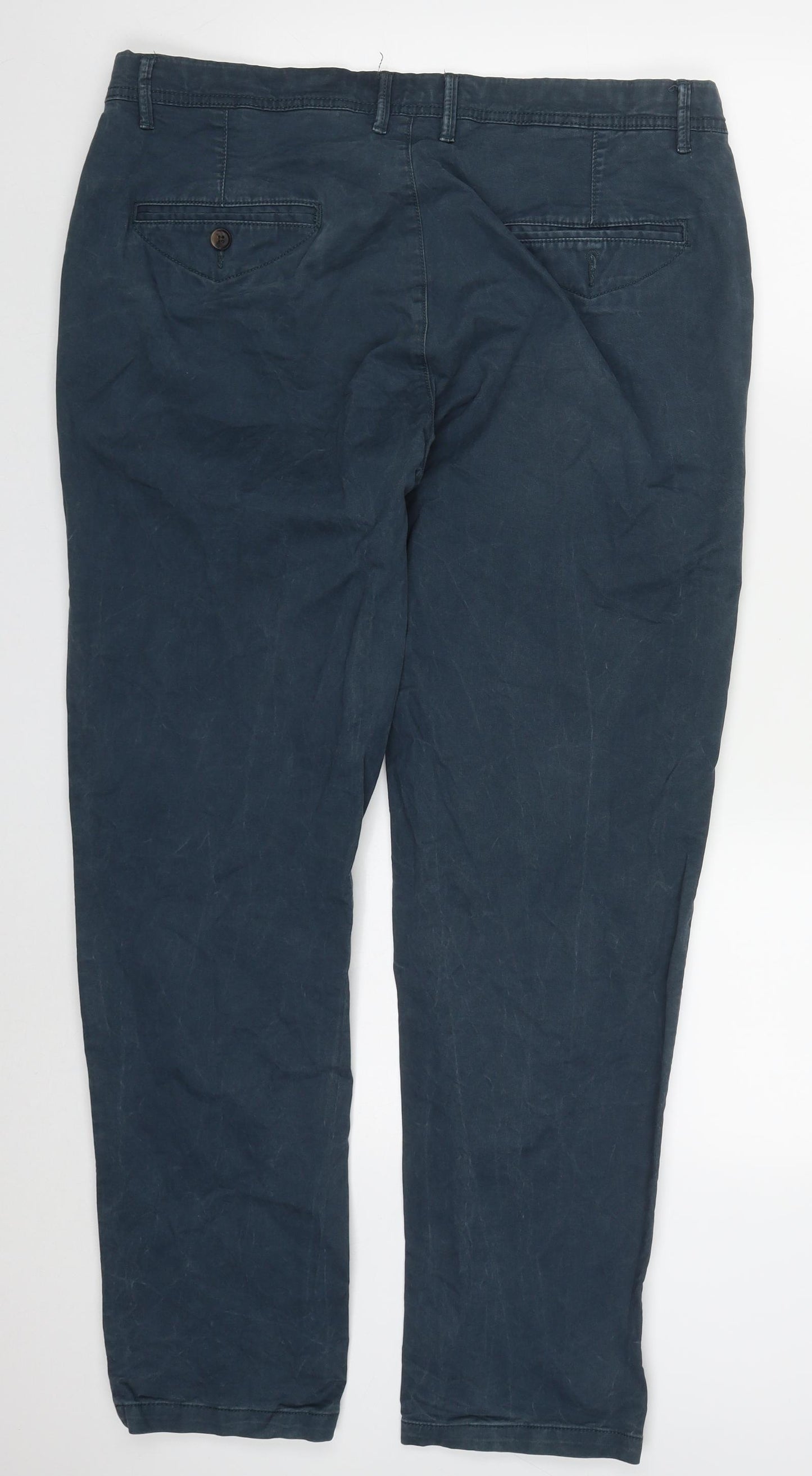 George Mens Blue  Cotton Chino Trousers Size 38 L32 in Regular Button