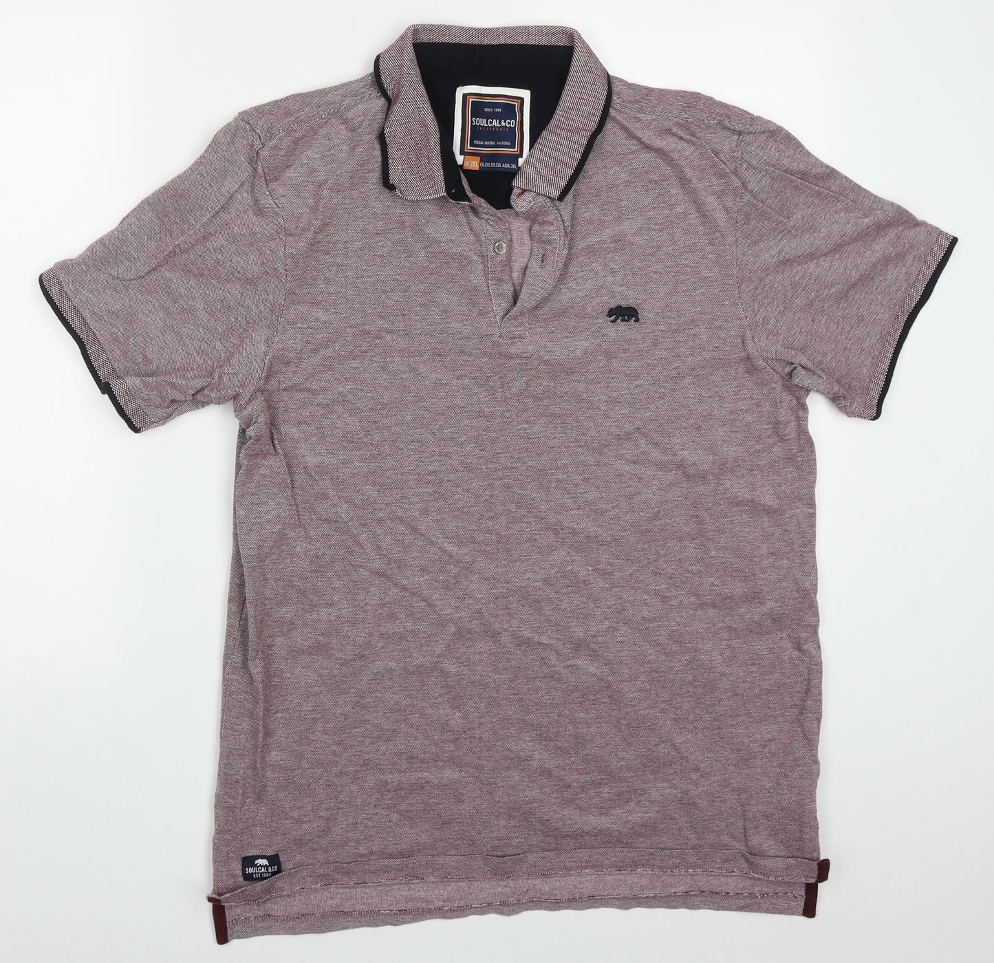SoulCal&Co Mens Red  Cotton  Polo Size 2XL Collared Pullover