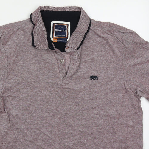 SoulCal&Co Mens Red  Cotton  Polo Size 2XL Collared Pullover