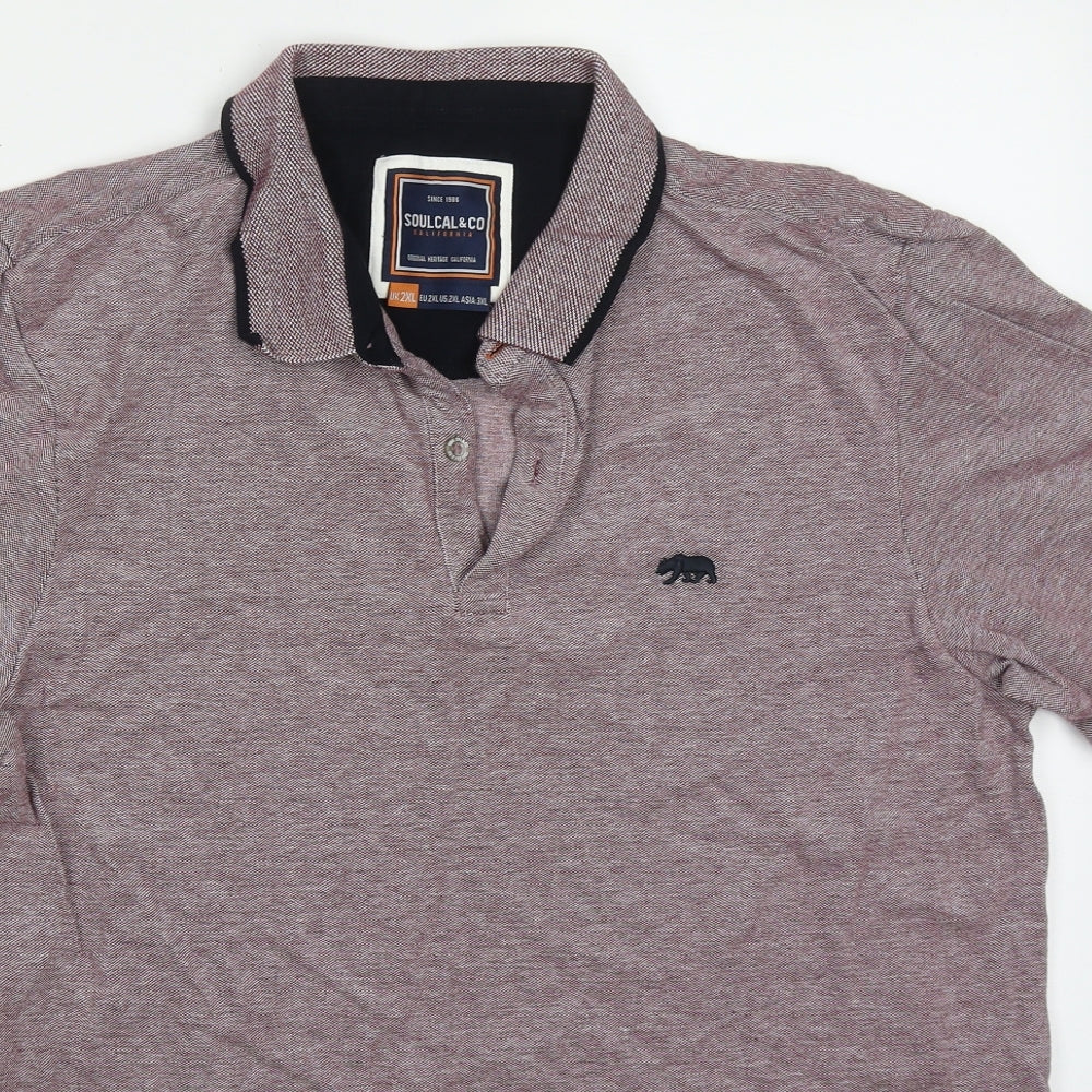 SoulCal&Co Mens Red  Cotton  Polo Size 2XL Collared Pullover