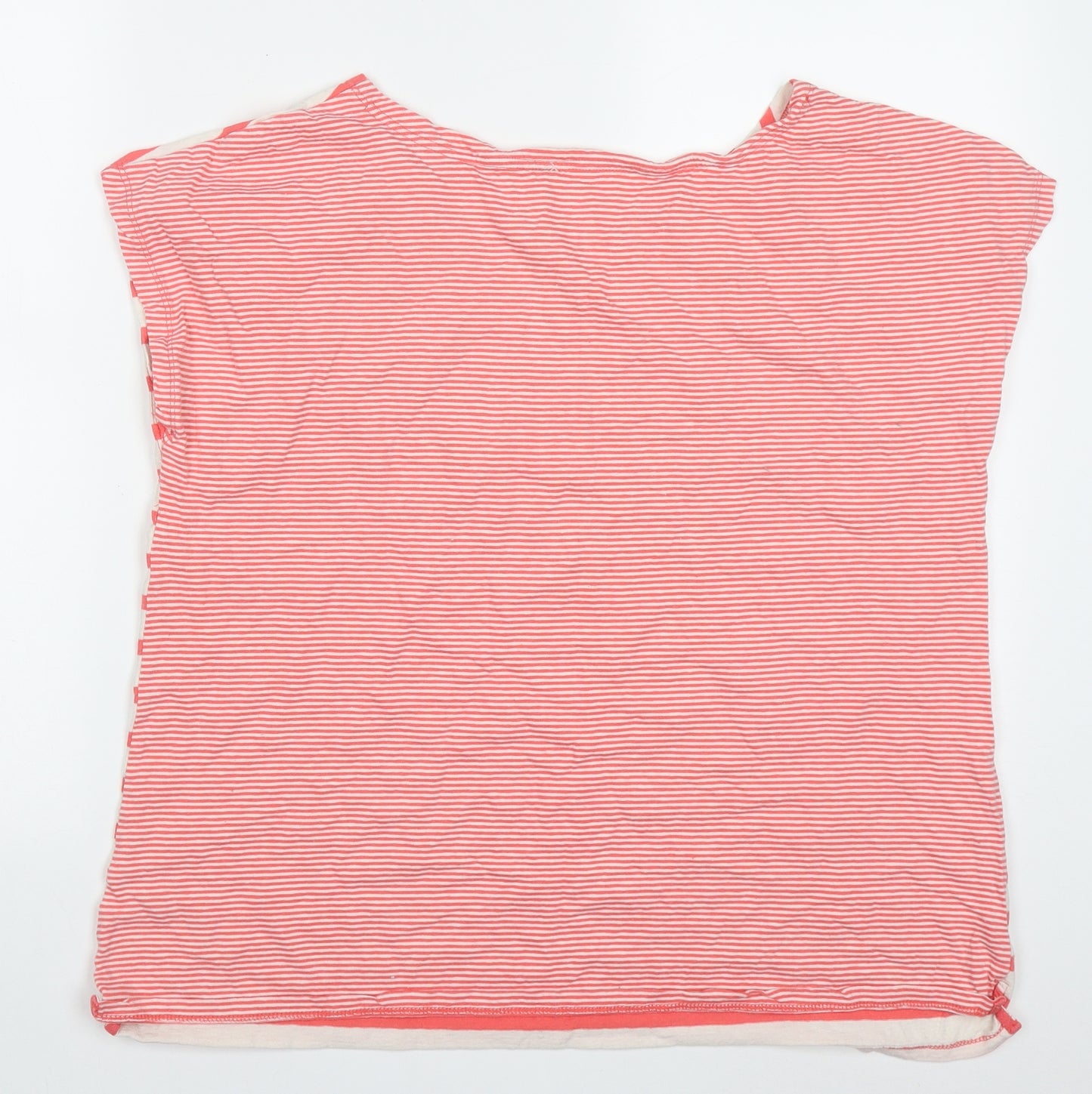 Preworn Womens Pink Striped Cotton Basic T-Shirt Size 18 Round Neck