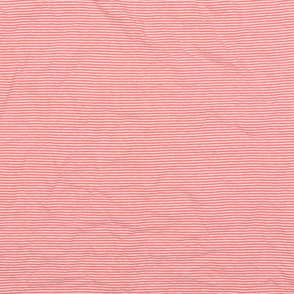Preworn Womens Pink Striped Cotton Basic T-Shirt Size 18 Round Neck