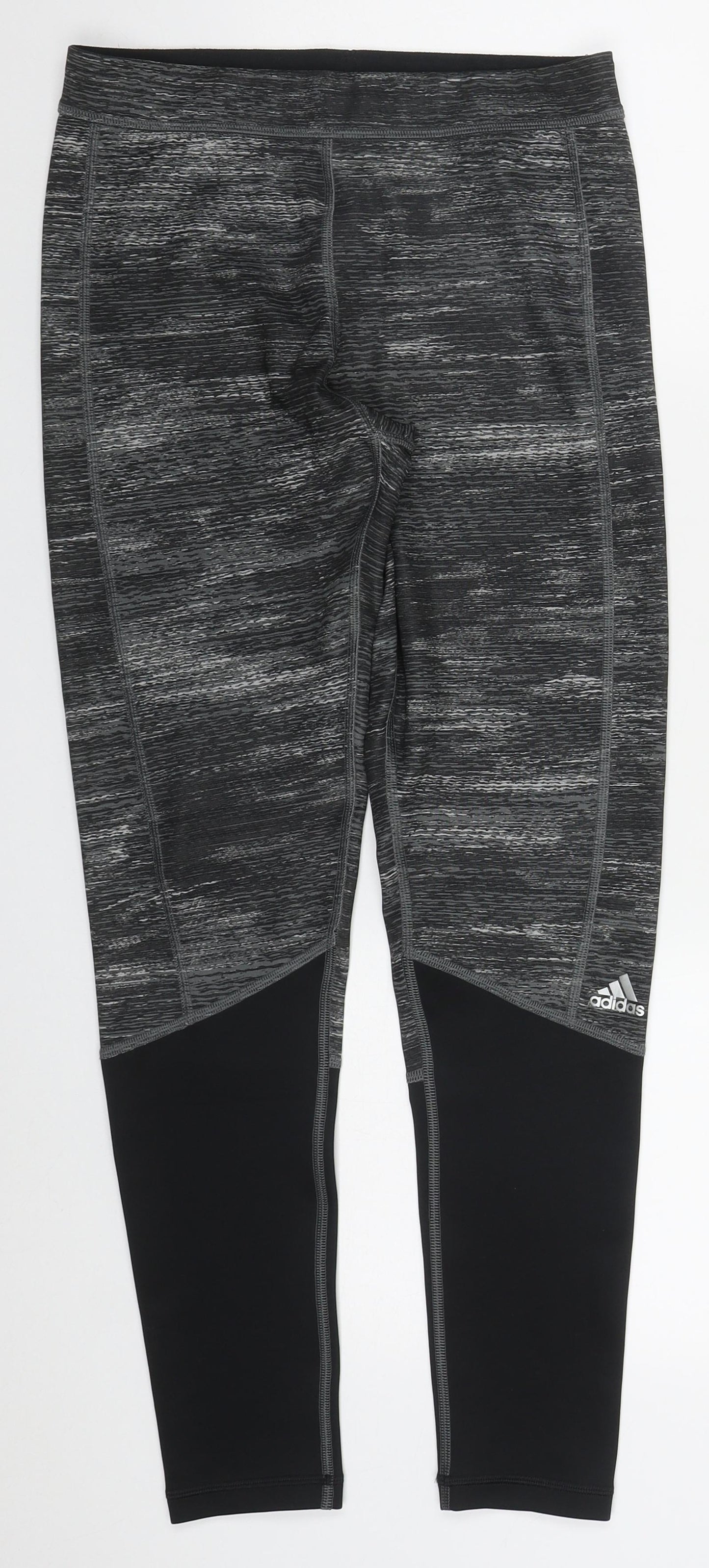 adidas Womens Grey  Polyester Capri Leggings Size 12 L27 in Regular