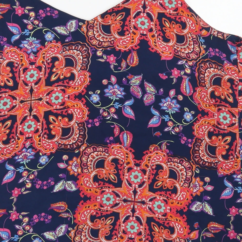 George Womens Blue Floral Polyester Camisole Blouse Size 18 V-Neck