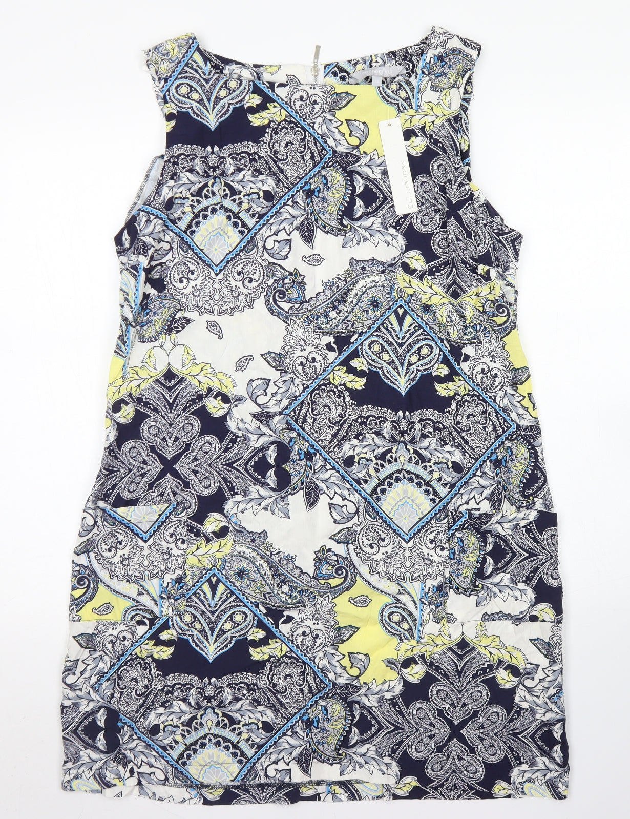 Red Herring Womens Blue Paisley Viscose A-Line  Size 18  Square Neck Zip