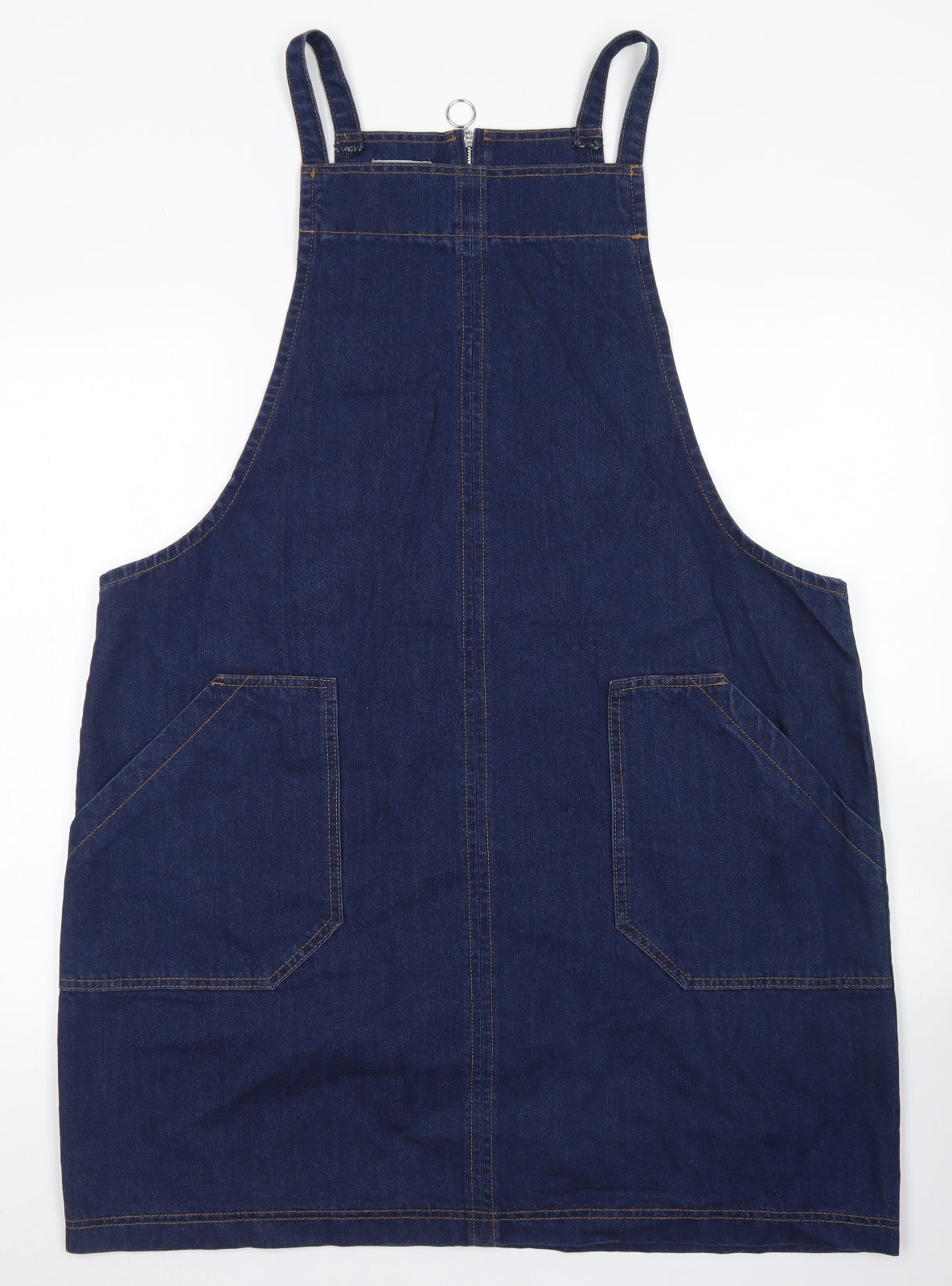 Papaya Womens Blue  Cotton Pinafore/Dungaree Dress  Size 20  Square Neck Zip