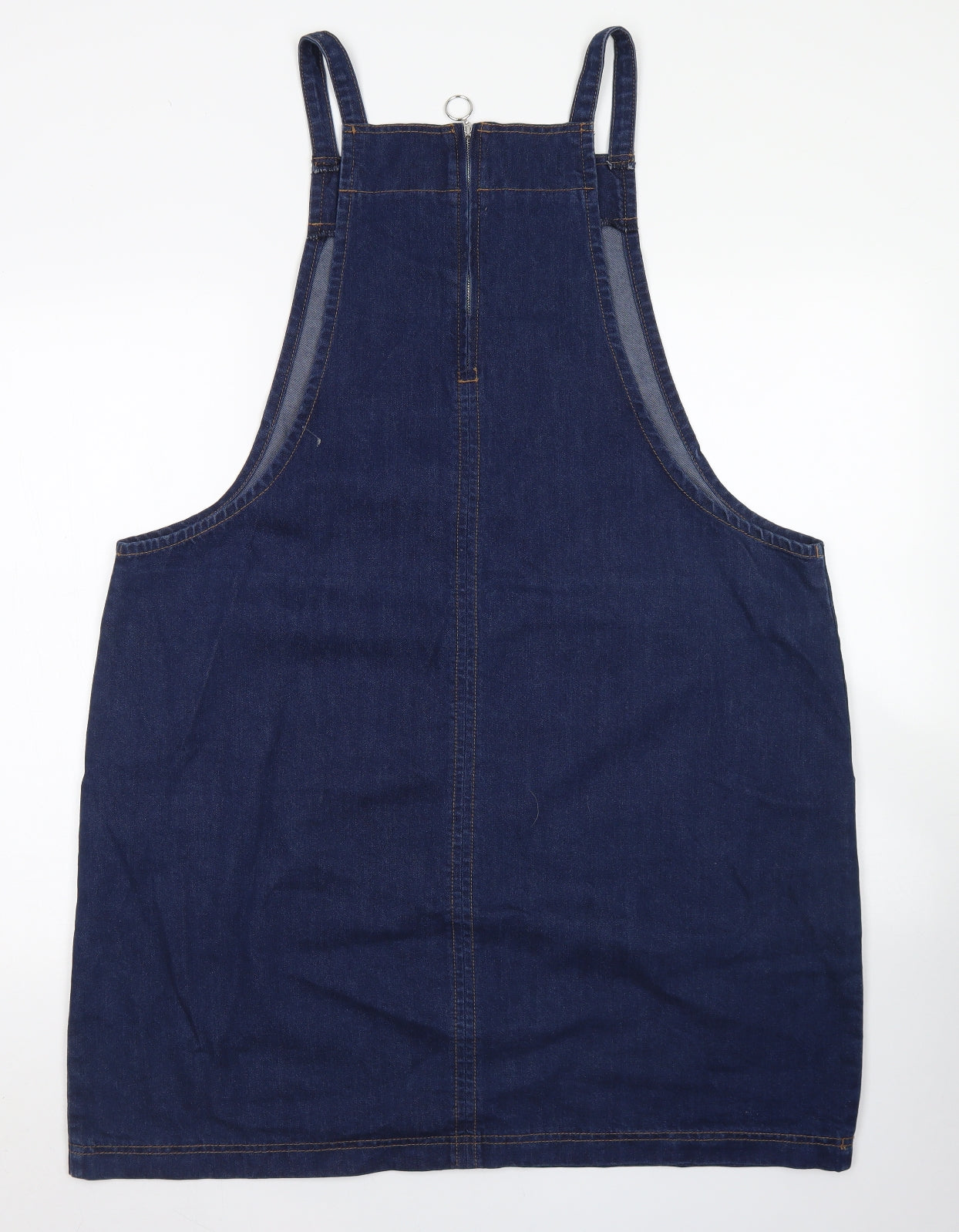 Papaya Womens Blue  Cotton Pinafore/Dungaree Dress  Size 20  Square Neck Zip