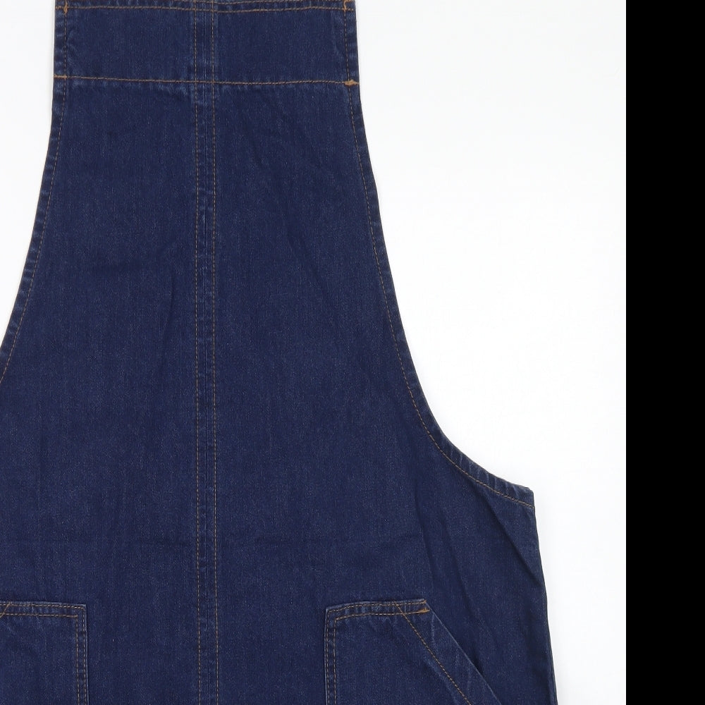 Papaya Womens Blue  Cotton Pinafore/Dungaree Dress  Size 20  Square Neck Zip