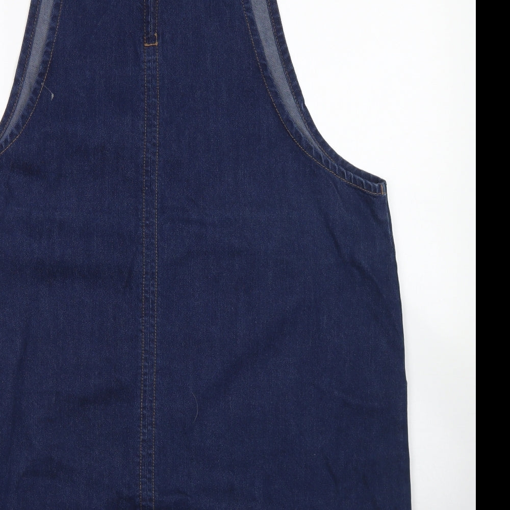 Papaya Womens Blue  Cotton Pinafore/Dungaree Dress  Size 20  Square Neck Zip