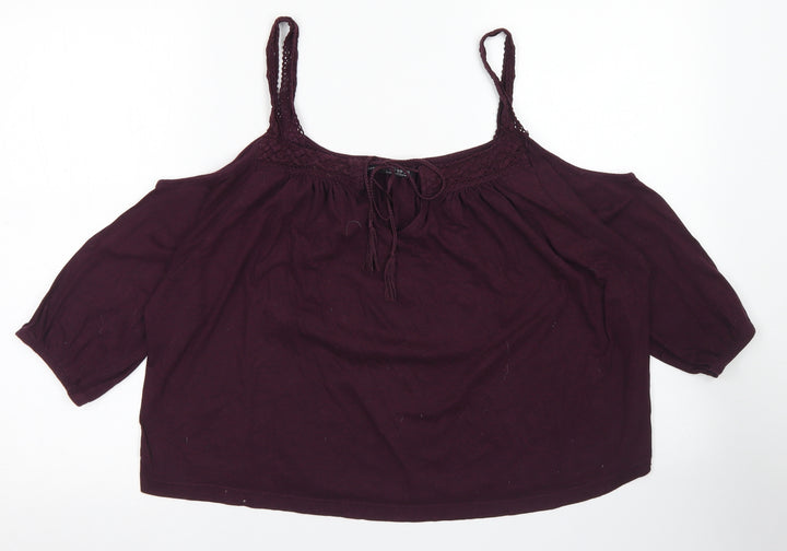 Atmosphere Womens Pink  Cotton Cropped Blouse Size 16 Off the Shoulder
