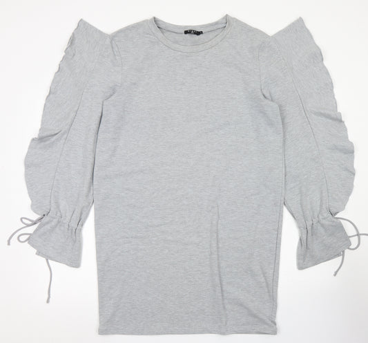 Eight Womens Grey  Cotton A-Line  Size L  Crew Neck