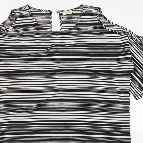 Papaya Womens Black Striped Polyester A-Line  Size 18  Round Neck Button - Cold Shoulder