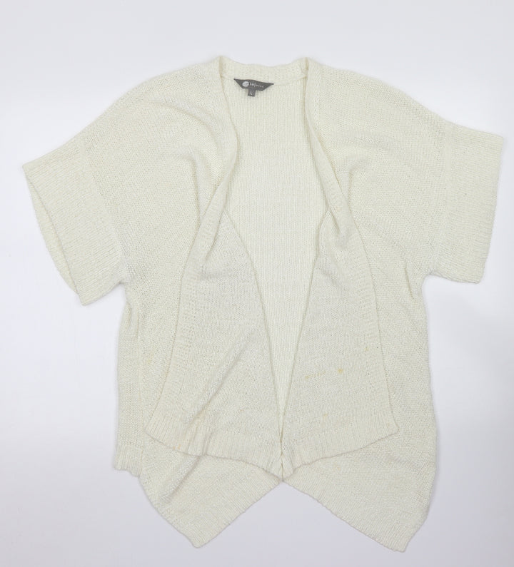 Mia Moda Womens Ivory Round Neck  Acrylic Cardigan Jumper Size L