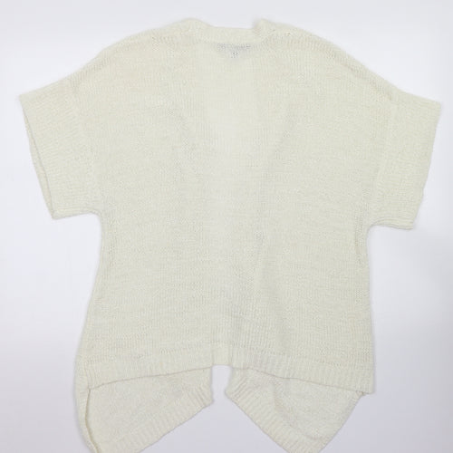 Mia Moda Womens Ivory Round Neck  Acrylic Cardigan Jumper Size L