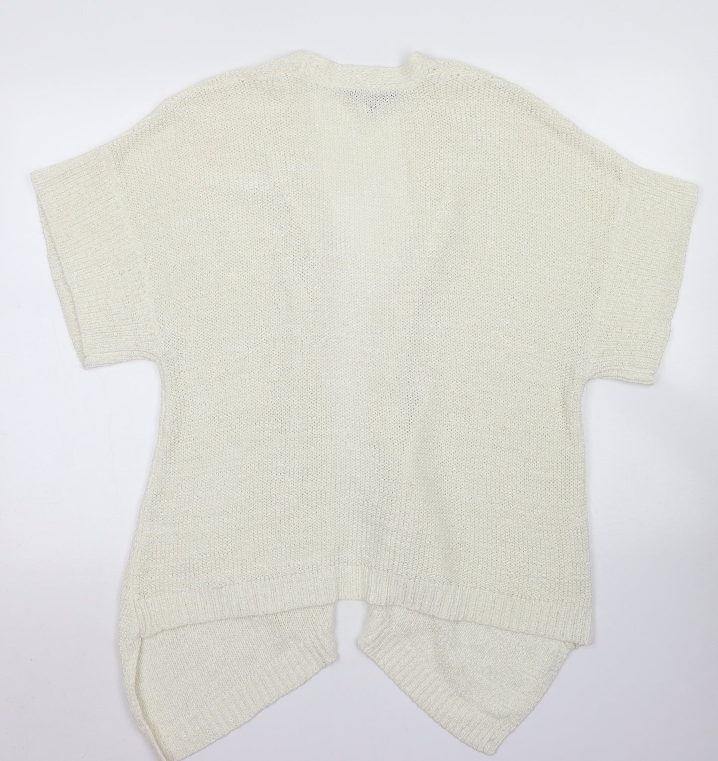 Mia Moda Womens Ivory Round Neck  Acrylic Cardigan Jumper Size L