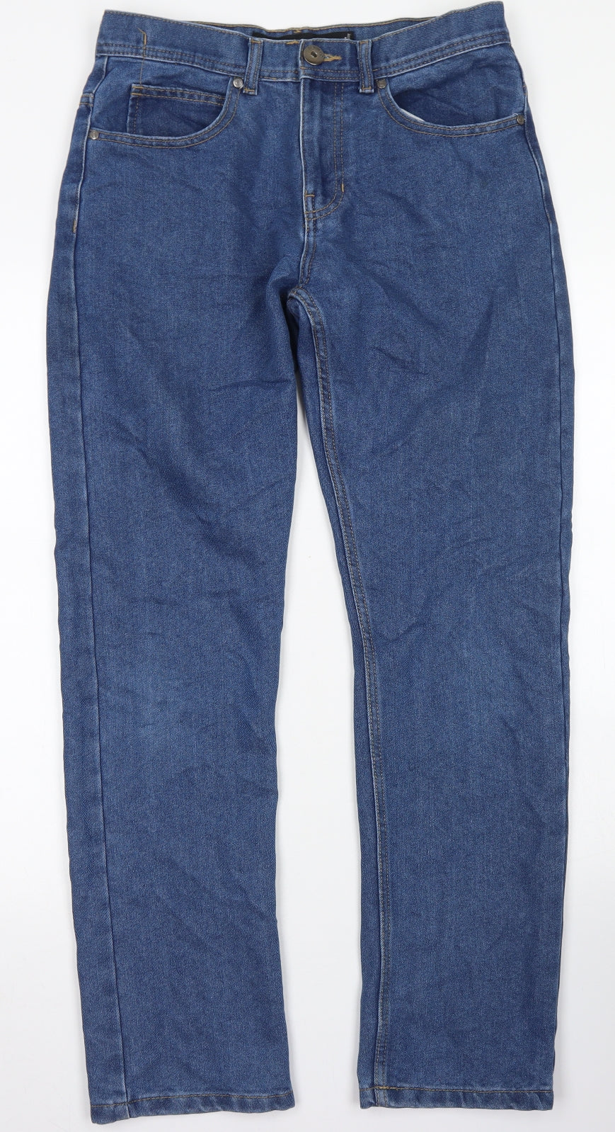 Denim Co Mens Blue  Cotton Straight Jeans Size 30 in L32 in Regular Button