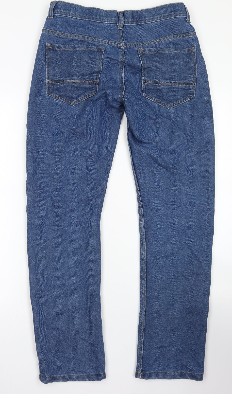 Denim Co Mens Blue  Cotton Straight Jeans Size 30 in L32 in Regular Button