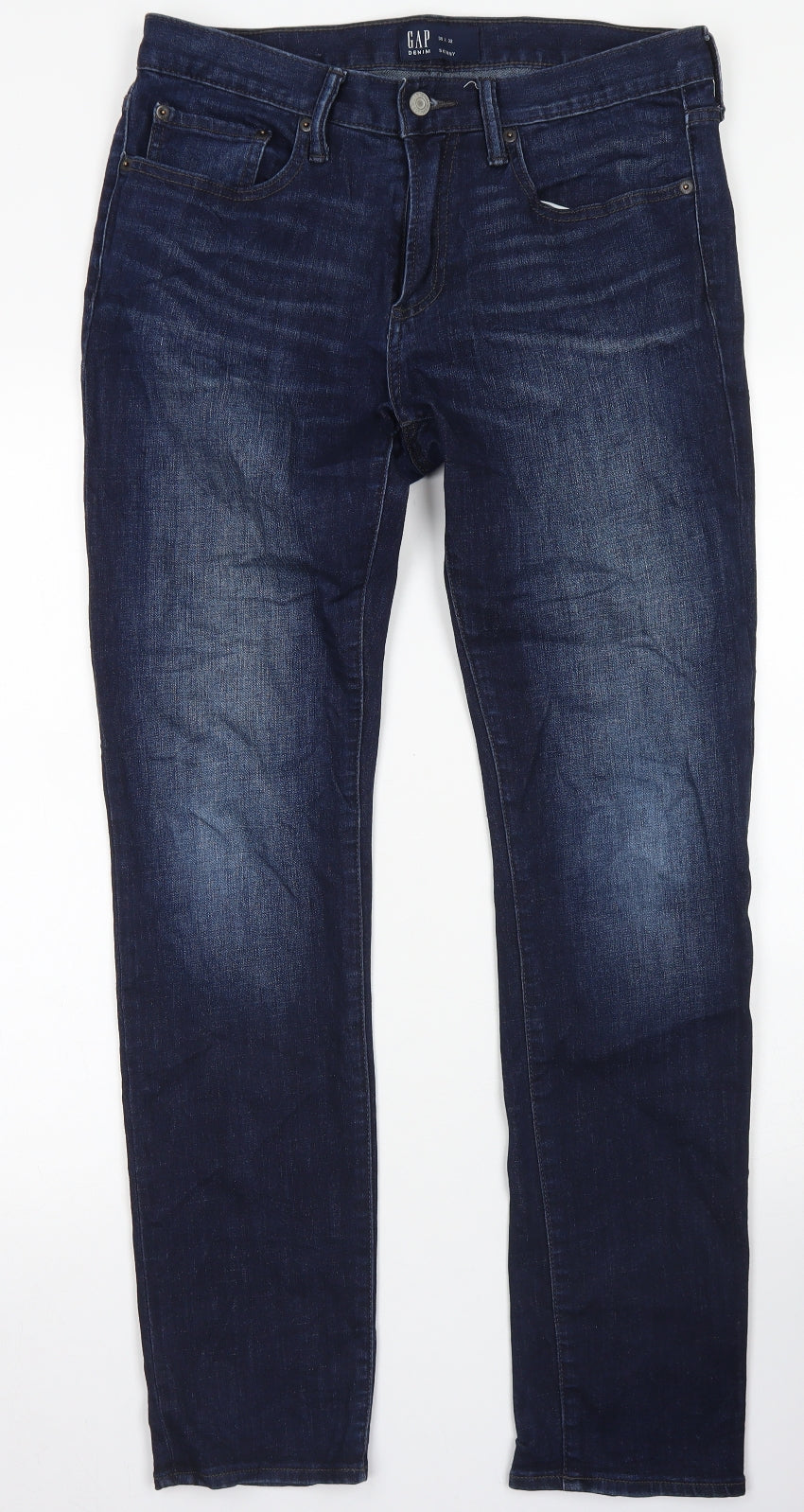 Gap Mens Blue  Cotton Skinny Jeans Size 30 in L32 in Regular Button