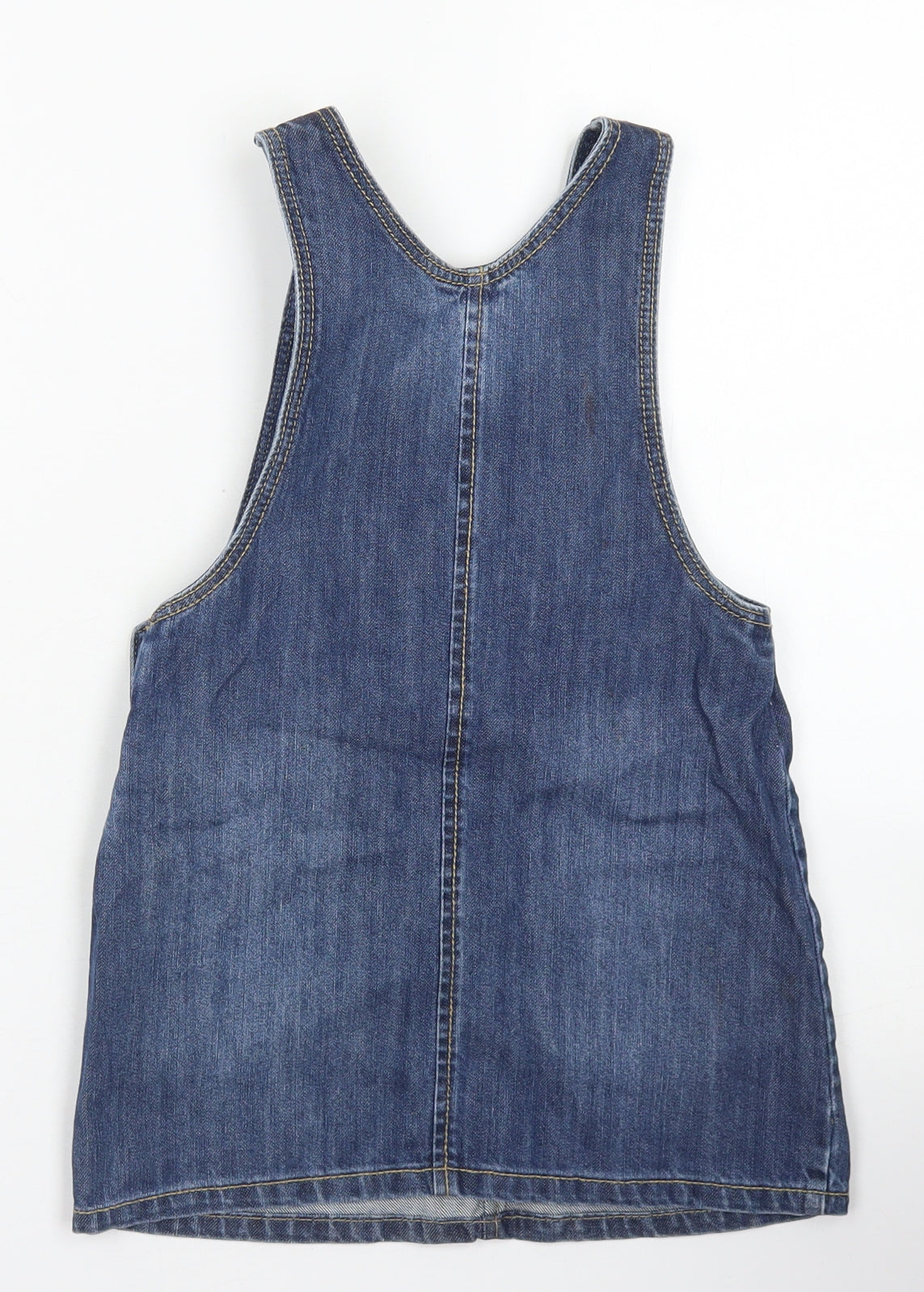 George Girls Blue  Cotton Pinafore/Dungaree Dress  Size 4-5 Years  Round Neck Snap