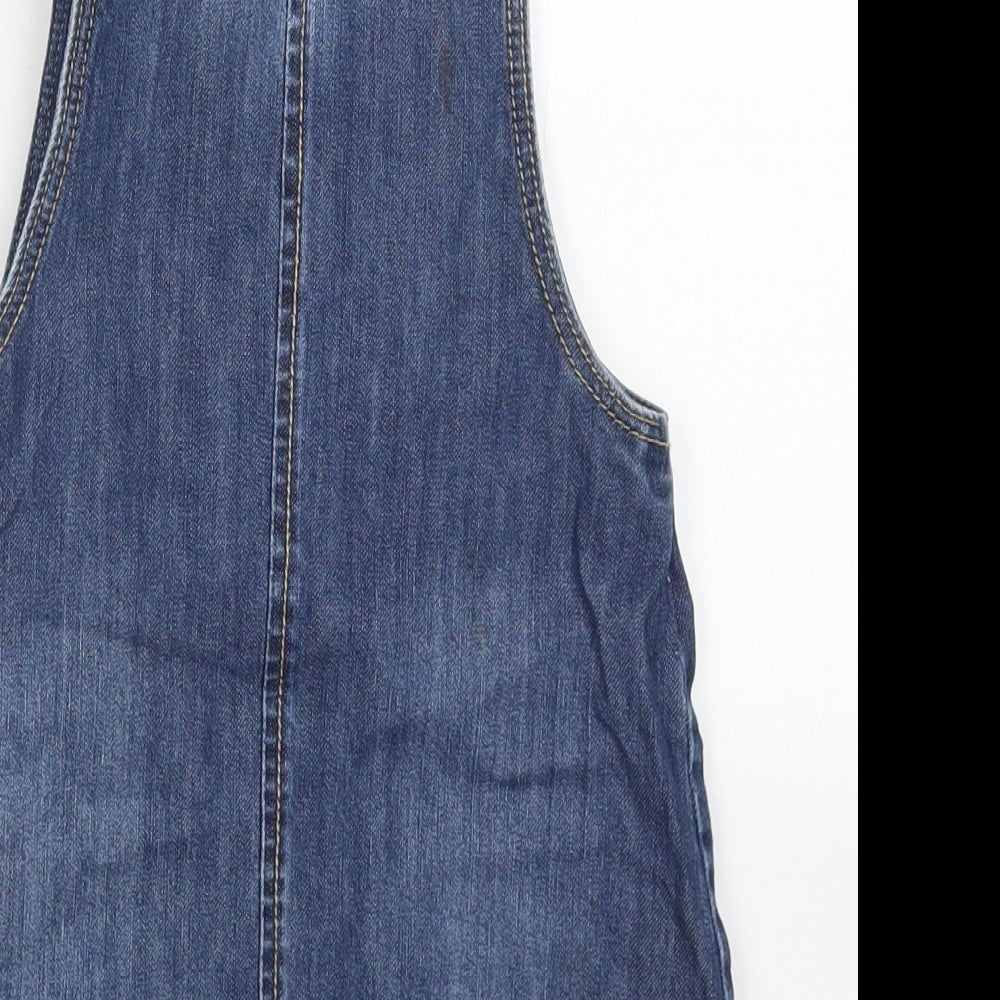 George Girls Blue  Cotton Pinafore/Dungaree Dress  Size 4-5 Years  Round Neck Snap