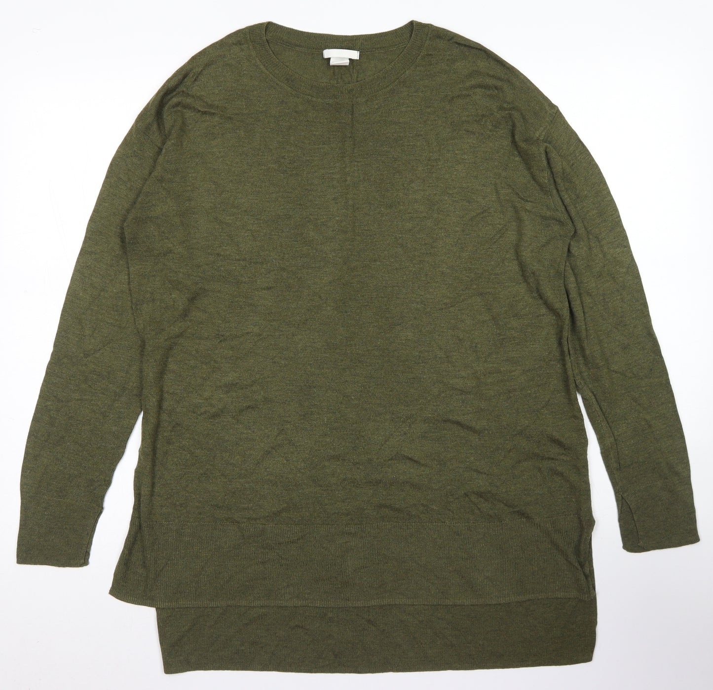 H&M Womens Green Crew Neck  Acrylic Pullover Jumper Size M