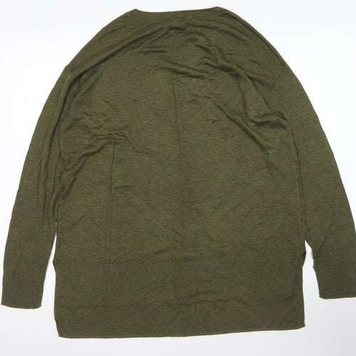H&M Womens Green Crew Neck  Acrylic Pullover Jumper Size M