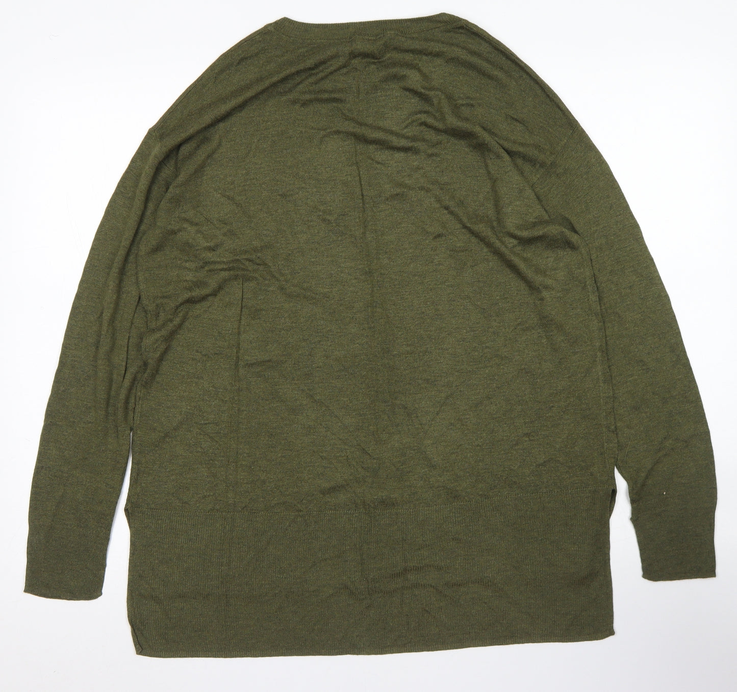 H&M Womens Green Crew Neck  Acrylic Pullover Jumper Size M