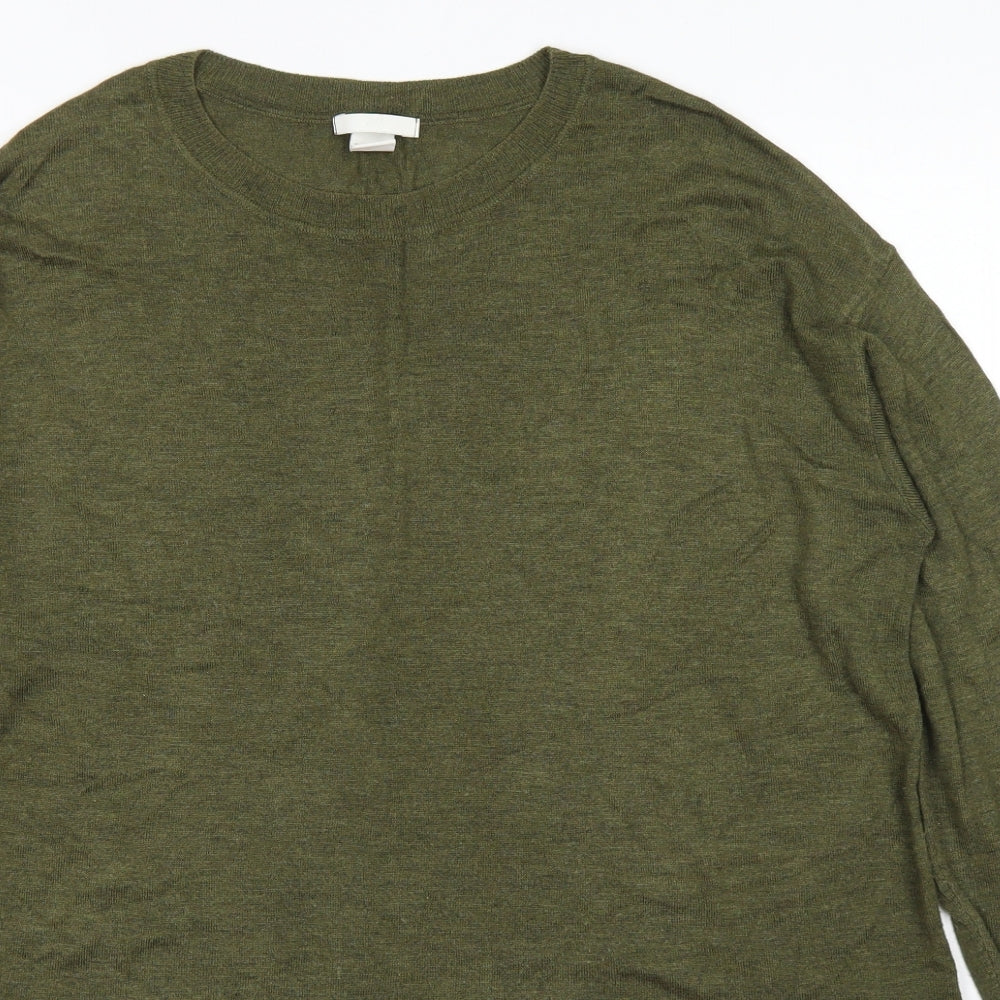 H&M Womens Green Crew Neck  Acrylic Pullover Jumper Size M