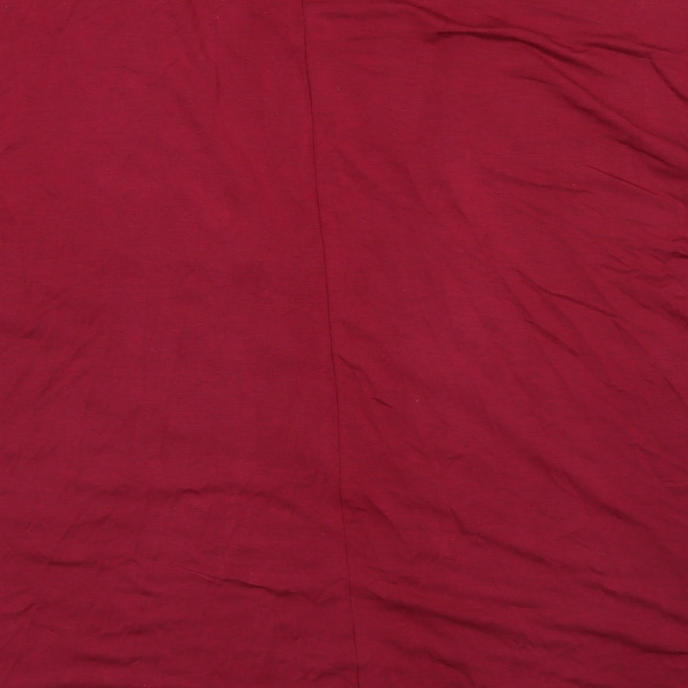 CNFIO Womens Red Round Neck  Rayon Cardigan Jumper Size L