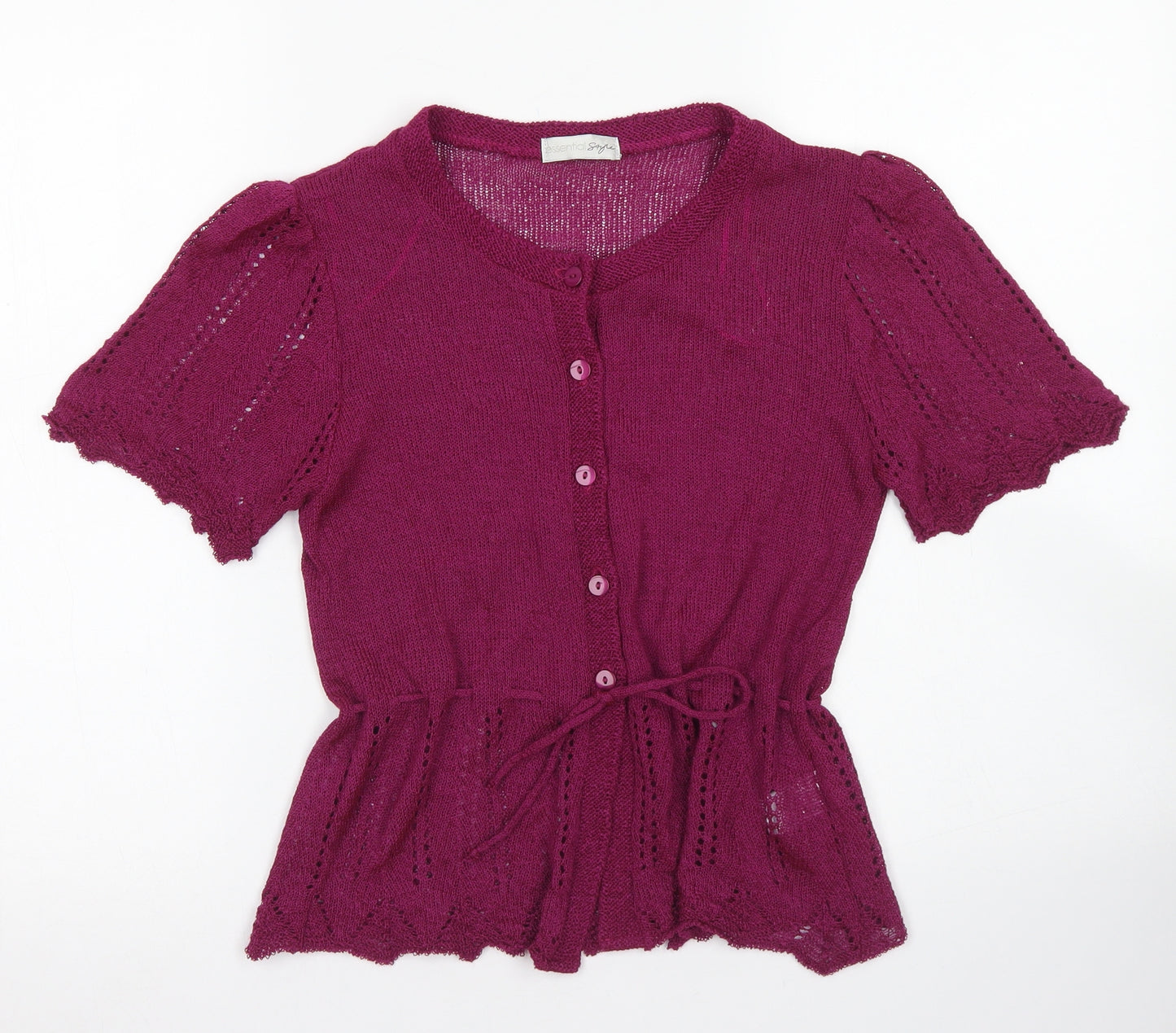 Essential Style Womens Purple Roll Neck  Acrylic Cardigan Jumper Size 10