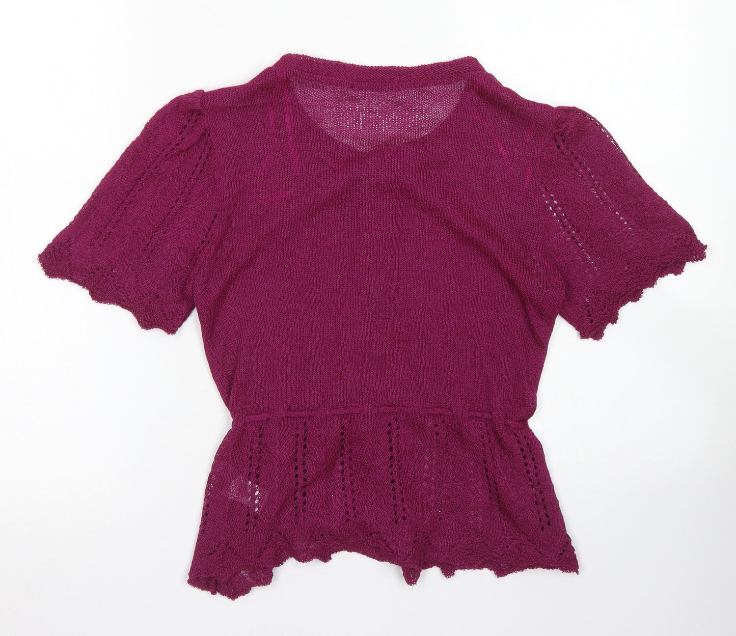 Essential Style Womens Purple Roll Neck  Acrylic Cardigan Jumper Size 10