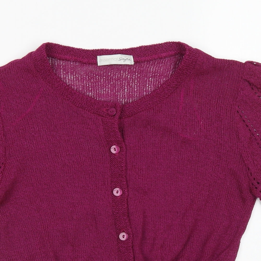 Essential Style Womens Purple Roll Neck  Acrylic Cardigan Jumper Size 10