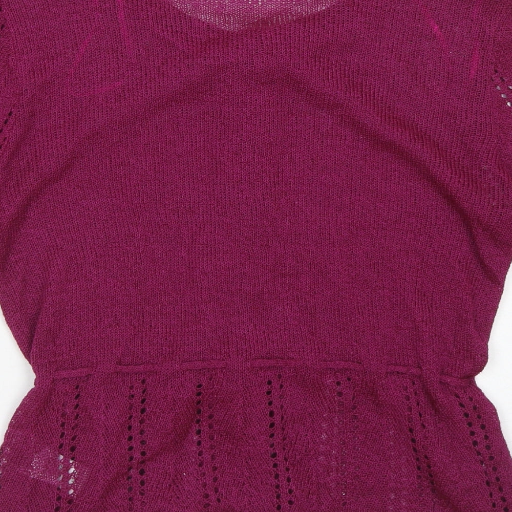 Essential Style Womens Purple Roll Neck  Acrylic Cardigan Jumper Size 10