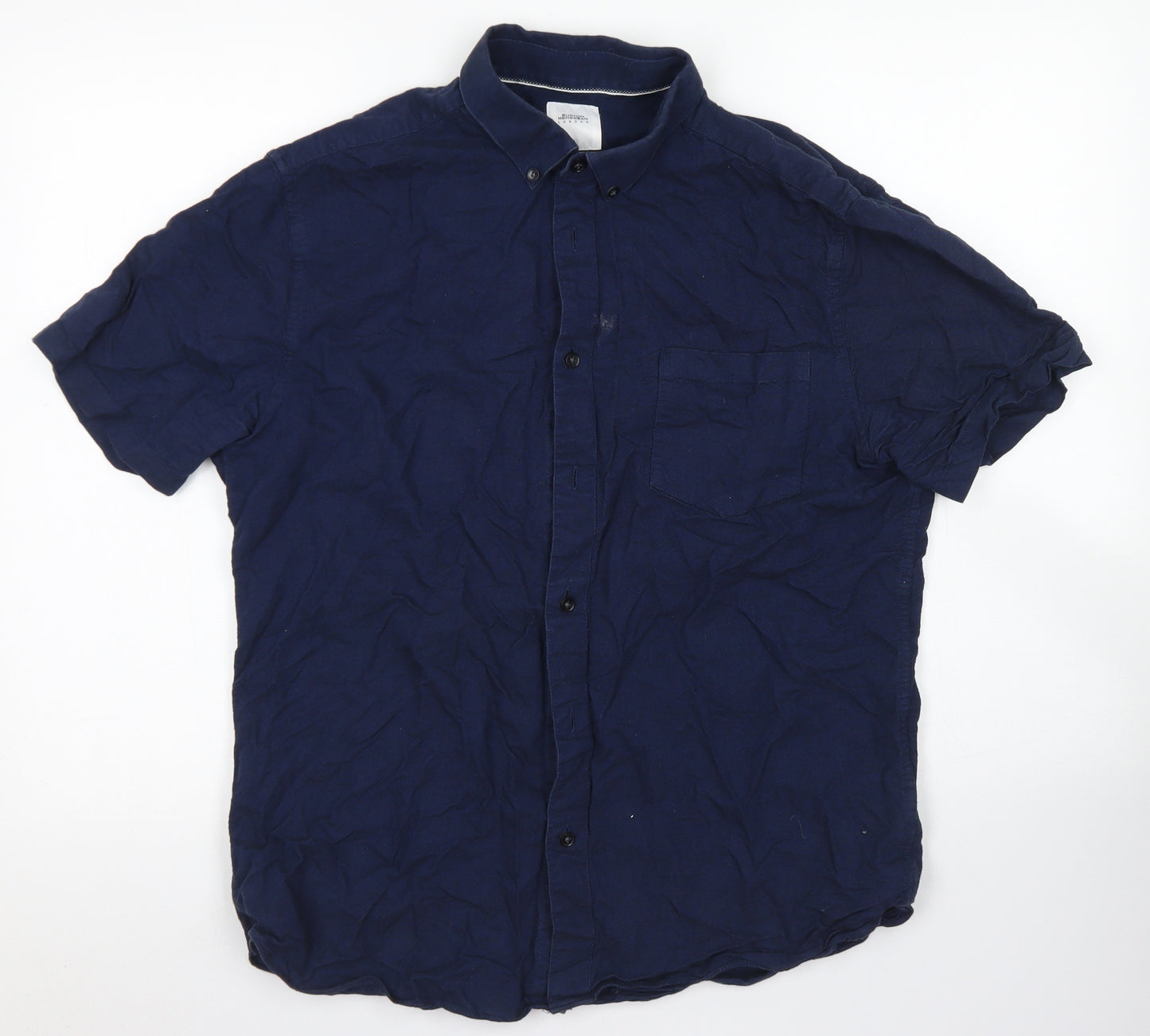 Burton Mens Blue  Cotton  Button-Up Size L Collared Button