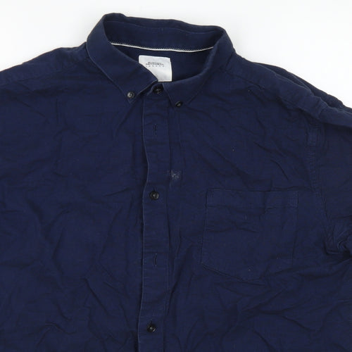 Burton Mens Blue  Cotton  Button-Up Size L Collared Button